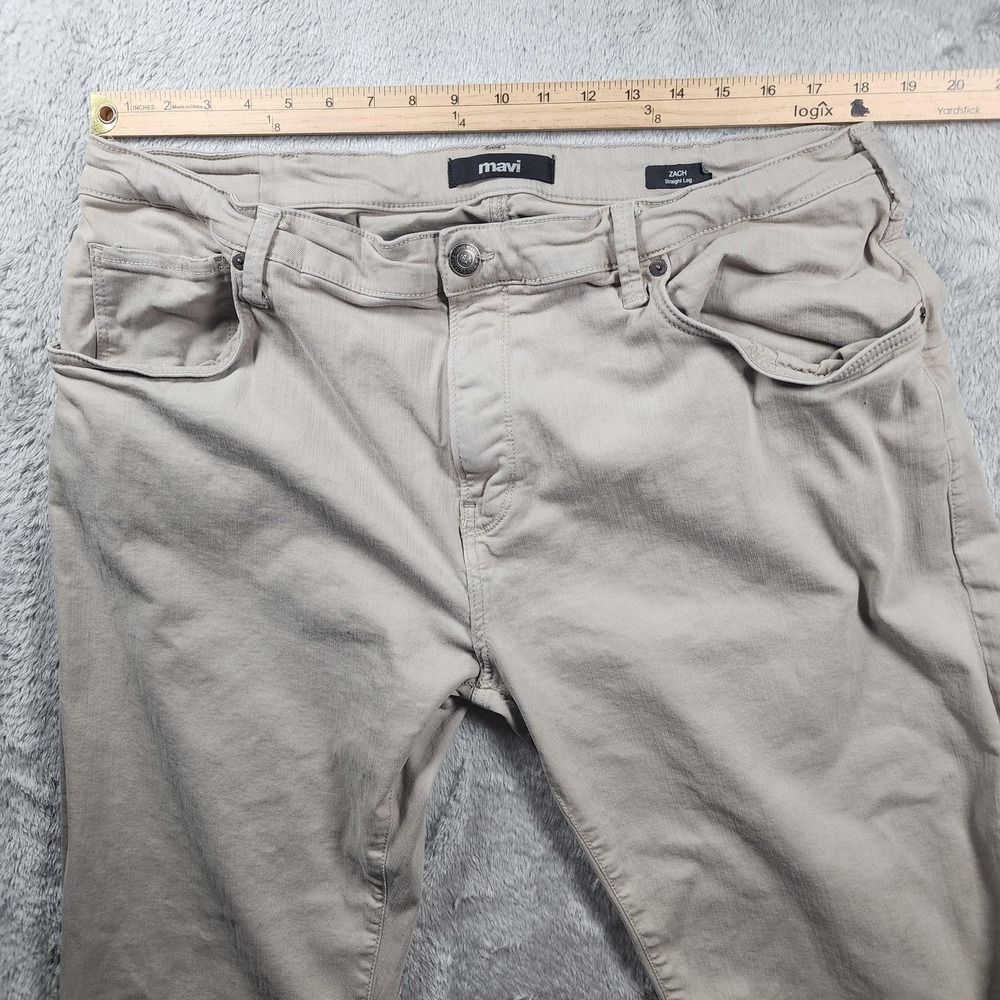 Mavi Pants Mens 36x28 Beige Chino Zach Straight Leg 5-Pocket Stretch Flat‎ Front - Picture 5 of 15